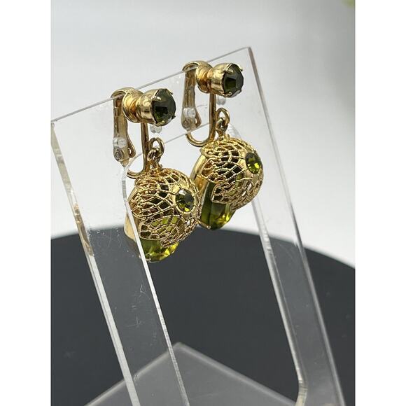 D&E Juliana Sarah Coventry Vintage Touch of Elegance Book Clip Earrings Green - Picture 4 of 16